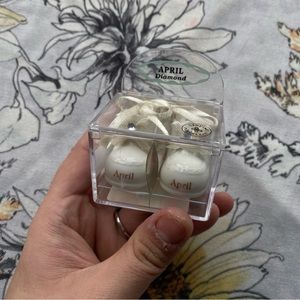 Russ Genuine Porcelain Birth Month April Birthstone “Diamond” Mini Baby Shoe/